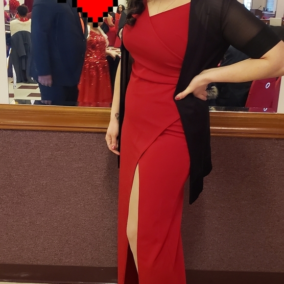 Emerald Sundae - Juniors' High-Slit Red Gown - Picture 1 of 3